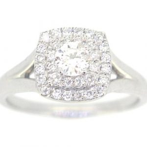 .50TCW Round Brilliant Diamond Double Halo Split Shank Engagement Ring 14KT WG    **CLEARANCE-FINAL SALE**