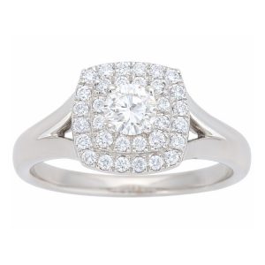 .50TCW Round Brilliant Diamond Double Halo Split Shank Engagement Ring 14KT WG **CLEARANCE-FINAL SALE**