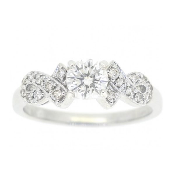 .47CT I1 G GD Round Brilliant Diamond & .25TCW/18 SI Diamond Ribbon Engagement Ring 14KT WG Cert# GS1110600     **CLEARANCE-FINAL SALE**