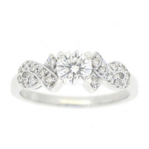 .47CT I1 G GD Round Brilliant Diamond & .25TCW/18 SI Diamond Ribbon Engagement Ring 14KT WG Cert# GS1110600     **CLEARANCE-FINAL SALE**