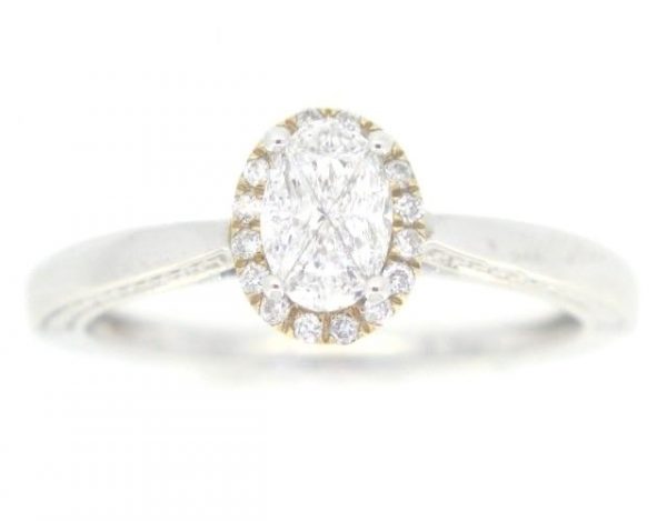 .35TCW Diamond Oval Shape Halo Engagement Ring 14KT TT