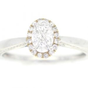 .35TCW Diamond Oval Shape Halo Engagement Ring 14KT TT