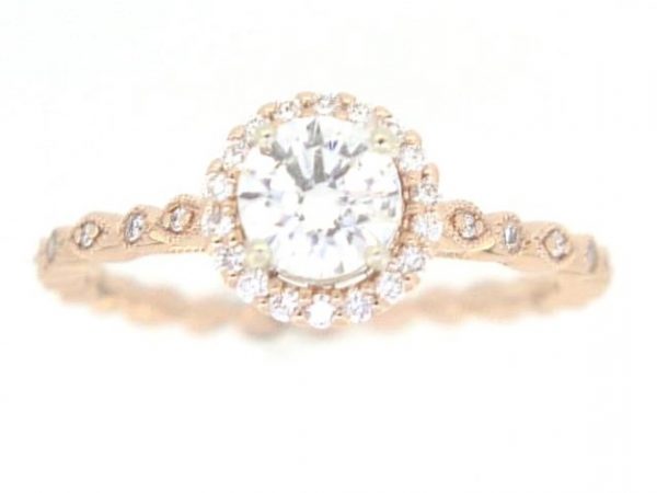 .59CT I1 H VG Round Brilliant Diamond & .15TCW/28 Diamond Engagement Ring 14KT PK Cert# GS1046954  **Clearance-Final Sale**