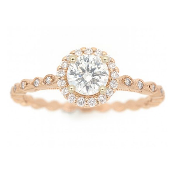 .59CT I1 H VG Round Brilliant Diamond & .15TCW/28 Diamond Engagement Ring 14KT PK Cert# GS1046954  **Clearance-Final Sale**