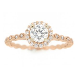 .59CT I1 H VG Round Brilliant Diamond & .15TCW/28 Diamond Halo Engagement Ring 14KT PK Cert# GS1046954  **Clearance-Final Sale**