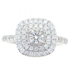 1.20TCW Diamond Double Halo Engagement Ring 14KT WG **Clearance-Final Sale**