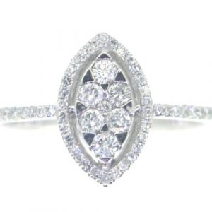 .35TCW Diamond Marquis Shaped Cluster Engagement Ring 14KT WG