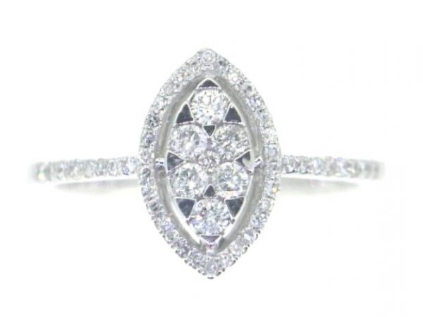 .35TCW Diamond Marquis Shaped Cluster Engagement Ring 14KT WG