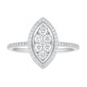 .35TCW Diamond Marquis Shaped Cluster Engagement Ring 14KT WG