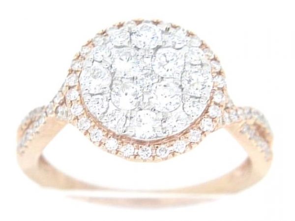 1.00TCW Round Brilliant Diamond Invisible Set Halo Ring 14KT PK    **CLEARANCE-FINAL SALE**