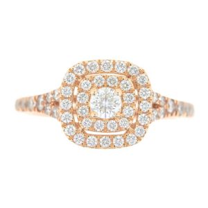 1.0TCW Diamond Double Halo Split Shank Engagement Ring 14KT PK