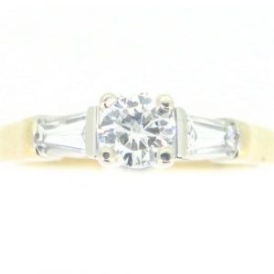 .43CT I1 E MD Round Brilliant Diamond & .20TCW/2  VS GH Baguette Diamond Accent Engagement Ring Cert# GS1130253