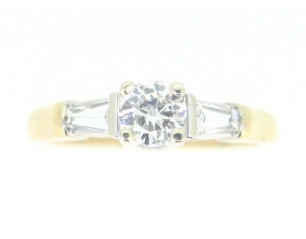 .43CT I1 E MD Round Brilliant Diamond & .20TCW/2  VS GH Baguette Diamond Accent Engagement Ring Cert# GS1130253