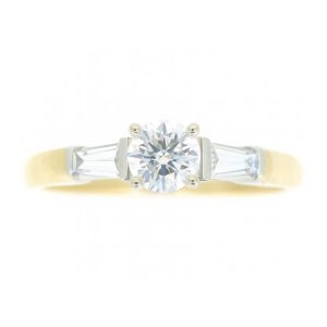 .43CT I1 E MD Round Brilliant Diamond & .20TCW/2 VS GH Baguette Diamond Accent Engagement Ring Cert# GS1130253