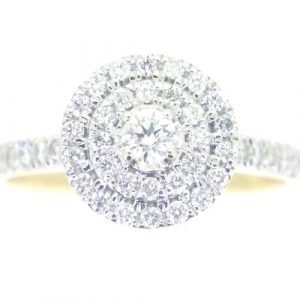 .50TCW Round Brilliant Diamond Double Halo Engagement Ring 14KT