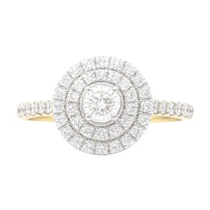 .50TCW Round Brilliant Diamond Double Halo Engagement Ring 14KT