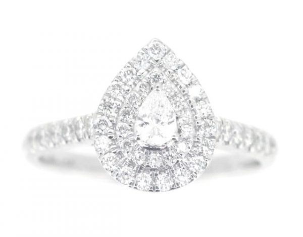 .50TCW Pear Diamond Double Halo Engagement Ring 14KT WG