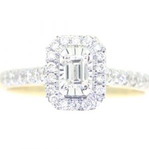 .50TCW Emerald Cut Diamond Double Halo Engagement Ring 14KT