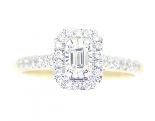 .50TCW Emerald Cut Diamond Double Halo Engagement Ring 14KT