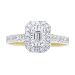.50TCW Emerald Cut Diamond Double Halo Engagement Ring 14KT