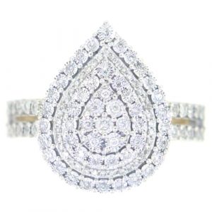.33TCW Diamond Illusion Set Pear Cluster Ring 10KT WG