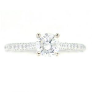 .70CT I1 H GD Round Brilliant Diamond & .54TCW SI G Diamond Pave Hidden Halo Engagement Ring 14KT WG Cert# GS1290761