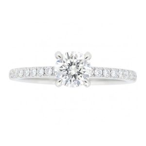 .65CT I1 E EX Round Brilliant Diamond & .28TCW SI G Diamond Hidden Halo Engagement Ring 14KT WG Cert# GS1290768