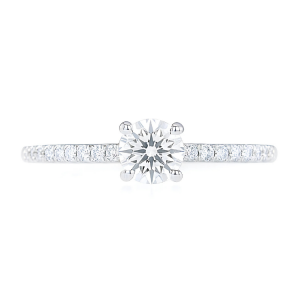.41CT SI2 F-G GD Round Brilliant Canadian Diamond & .36TCW SI G Under Halo Engagement Ring 14KT WG  Cert# 3000247LC Laser Engraved Girdle
