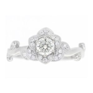 .30CT SI2  JK  GD Round Brilliant Diamond & .15TCW SI G Rose & Vine 14KT WG Engagement Ring