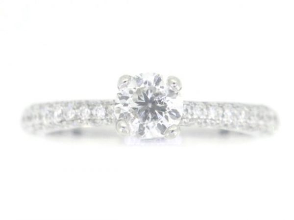 .55CT I1 F GD Round Brilliant Diamond & .52TCW SI GH Diamond Pave  14KT WG Engagement Cert# GS1299727