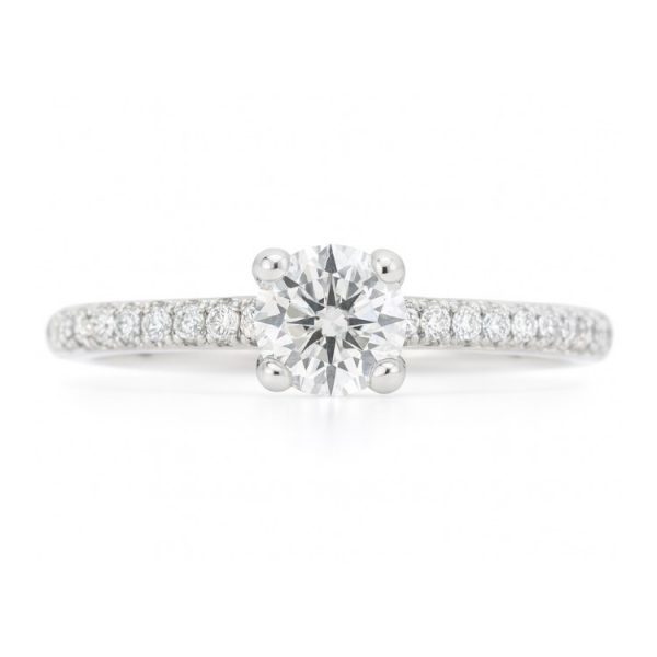 .55CT I1 F GD Round Brilliant Diamond & .52TCW SI GH Diamond Pave  14KT WG Engagement Cert# GS1299727