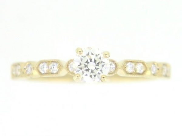 .40CT SI1 I GD Round Brilliant Diamond & .14TCW SI GH Diamond Vintage Design Engagement Ring 14KT  Cert# GS1299738