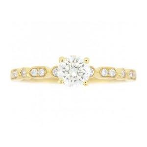 .40CT SI1 I GD Round Brilliant Diamond & .14TCW SI GH Diamond Vintage Design Engagement Ring 14KT  Cert# GS1299738