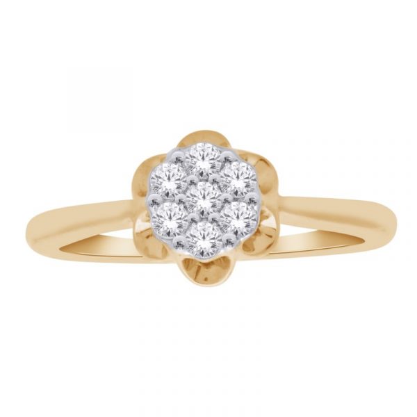 .25TCW Diamond Invisible Set Lotus Flower Cluster Engagement Ring 10KT