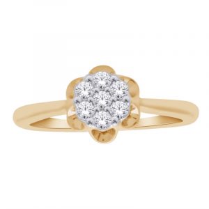 .25TCW Diamond Invisible Set Lotus Flower Cluster Engagement Ring 10KT