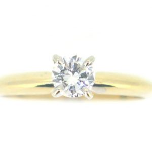 .36ct  SI2 IJ  Round Brilliant Diamond Solitaire Knife Edge Engagement Ring 14KT/2.5MM