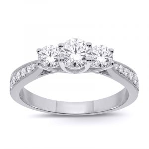 .70tcw Diamond Trio Vintage Design Ladies Engagement Ring 14KT WG