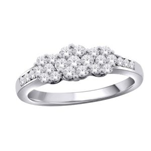 .50tcw Diamond Trio Lotus Flower Design Ladies Engagement Ring 10KT WG