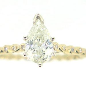 1.01ct I1 J VG Pear Shape Diamond & 0.04tcw/12 Dia s Ladies Engagement Ring 14KT  Cert# GS1290753