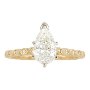 1.01ct I1 J VG Pear Shape Diamond & 0.04tcw/12 Dia s Ladies Engagement Ring 14KT  Cert# GS1290753