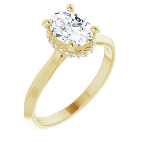 1.21CT SI2 H VG Oval Cut Diamond & .08tcw SI2 GH Diamonds Hidden Under Halo Engagement Ring 14KT  Cert# HRD230000012307  Laser Engraved on Girdle