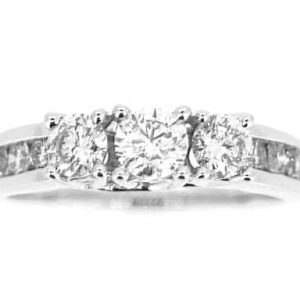 1.00TCW Diamond Ladies Trio & Channel Set Diamond Engagement Ring 14KT WG