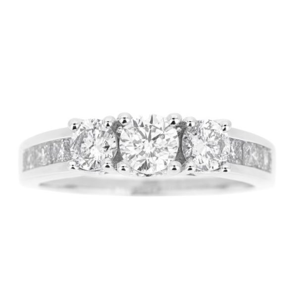 1.00TCW Diamond Ladies Trio & Channel Set Diamond Engagement Ring 14KT WG