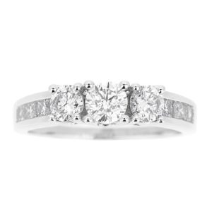 1.00TCW Diamond Ladies Trio & Channel Set Diamond Engagement Ring 14KT WG
