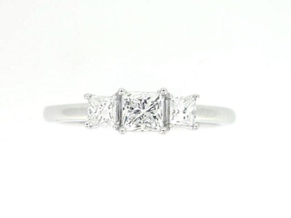 .75TCW Diamond Princess Cut Ladies Trio  Engagement Ring 14KT WG