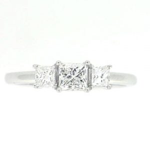 .75TCW Diamond Princess Cut Ladies Trio  Engagement Ring 14KT WG