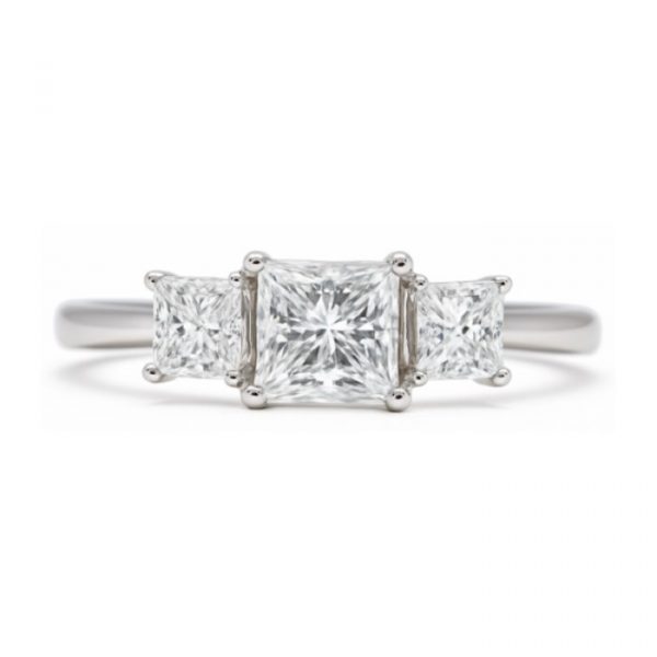 .75TCW Diamond Princess Cut Ladies Trio  Engagement Ring 14KT WG