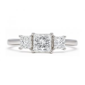 .75TCW Diamond Princess Cut Ladies Trio  Engagement Ring 14KT WG