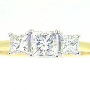 .75TCW Diamond Princess Cut Ladies Trio  Engagement Ring 14KT