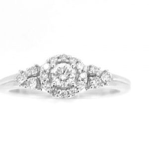 .40TCW Diamond Halo Accented Ladies Engagement Ring 10KT WG